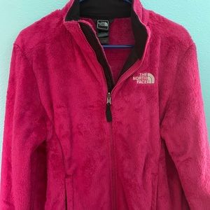 Pink north face zip up jacket